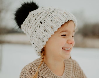 Tweed Winter Beanie - Double Brim Beanie, Toddler Girl Beanie, Childrens Winter Beanie, Baby Girl Beanie, Womens Winter Hat, Mens Beanie