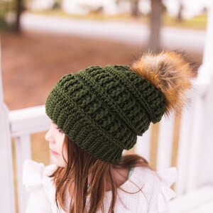 Olive Crochet Beanie - Toddler Girls Beanie, Toddler Boys Beanie, Winter Hat, Slouchy Hat, Toddler Slouchy Hat, Womens Slouchy Beanie