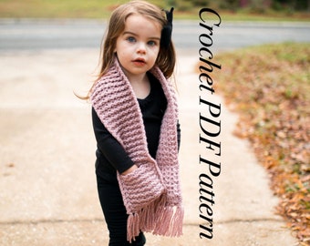 The Ripton Pocket Scarf Crochet PDF PATTERN - Scarf With Pockets, Crochet Pocket Shawl, Kids Pocket Scarf, Crochet Scarf Pattern