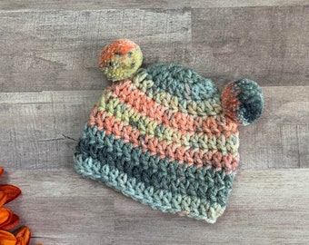 Preemie Baby Rainbow Hat - Colorful Preemie Hat, Preemie Hat Girl, Preemie Hat Boy, Preemie Photography, Preemie Beanie, Crochet Preemie Hat