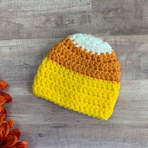 Preemie Candy Corn Hat Preemie Hat, Newborn Hat, Preemie Photography, Infant Hat, Preemie Beanie, Crochet Preemie Hat, Preemie Halloween image 1