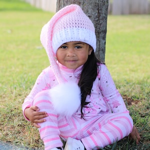 Christmas Baby Hat, Pink Santa Hat, Crochet Santa Hat, Toddler Beanie, Newborn Christmas Hat, My 1st Christmas Hat, Christmas Photo Prop