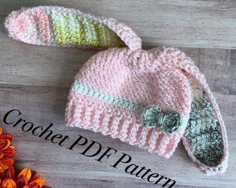 The BB Bunny Beanie PDF Crochet PATTERN - Crochet Bunny Hat Pattern, Bunny Ears Beanie, Crochet Bunny Pattern, Crochet Beanie Pattern