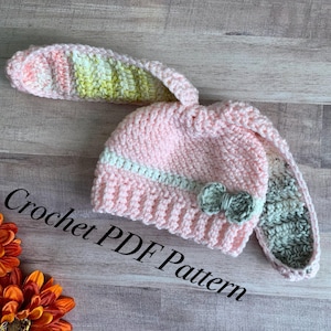 The BB Bunny Beanie PDF Crochet PATTERN - Crochet Bunny Hat Pattern, Bunny Ears Beanie, Crochet Bunny Pattern, Crochet Beanie Pattern