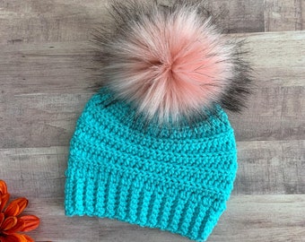 Blue Beanie - Blue Rainbow Hat, Toddler Girls Beanies, Girls Winter Hat, Womens Beanie, Baby Girl Beanie, Newborn Beanie, Toddler Boy Beanie