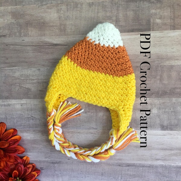 Fall for Candy Corn Beanie Crochet PDF PATTERN - Candy Corn Beanie Pattern, Halloween Pattern, Crochet Beanie Pattern, Crochet Hat Pattern