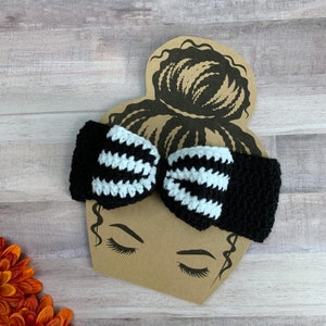 Halloween Bow Headband - Skeleton Headband, Horror Halloween Headband, Halloween Hair Wrap Headband, Crochet Bow Headband, Baby Headwrap
