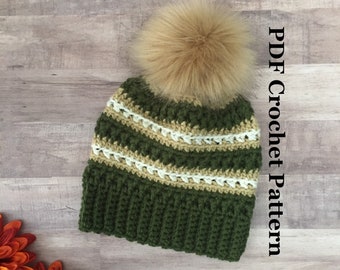 The Cross-lines Beanie PATTERN, Crochet PDF Pattern, Crochet Beanie, Crochet Beanie Pattern, Hat Pattern, Crochet Hat Pattern for Kids