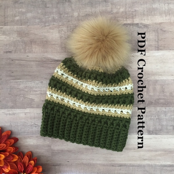 The Cross-lines Beanie PATTERN, Crochet PDF Pattern, Crochet Beanie, Crochet Beanie Pattern, Hat Pattern, Crochet Hat Pattern for Kids