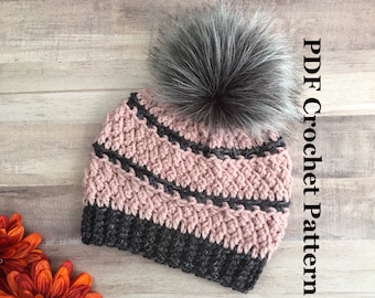 The Hilltop Beanie PATTERN, Crochet PDF Pattern, Crochet Pattern, Crochet Beanie Pattern, Crochet Hat Pattern, PDF Crochet Pattern