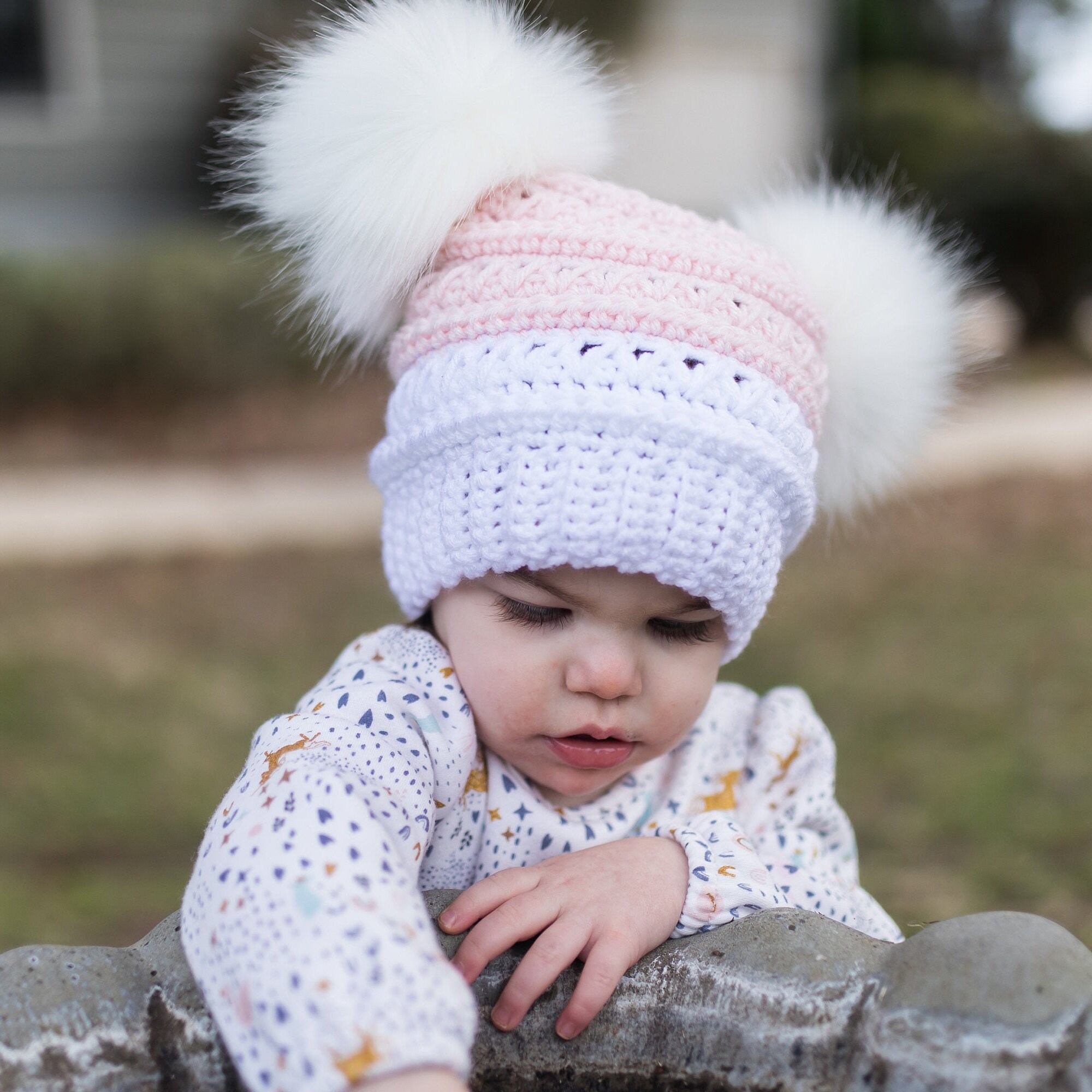 Toddler/Child Double Pom Beanie Hat - Fleece Lined – Beauty Bird Vintage