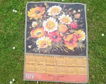 Torchon Vintage 1979 - Calendrier Tissu Multicouleur - Déco Rétro Cuisine