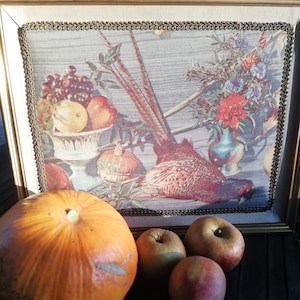 Kitsch still life pheasant painting from the 70s