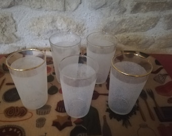 5 vasos de naranjada blanca Grappe d'or años 50