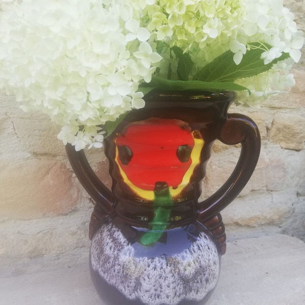 Grand vase amphore décor fruit Poët Laval