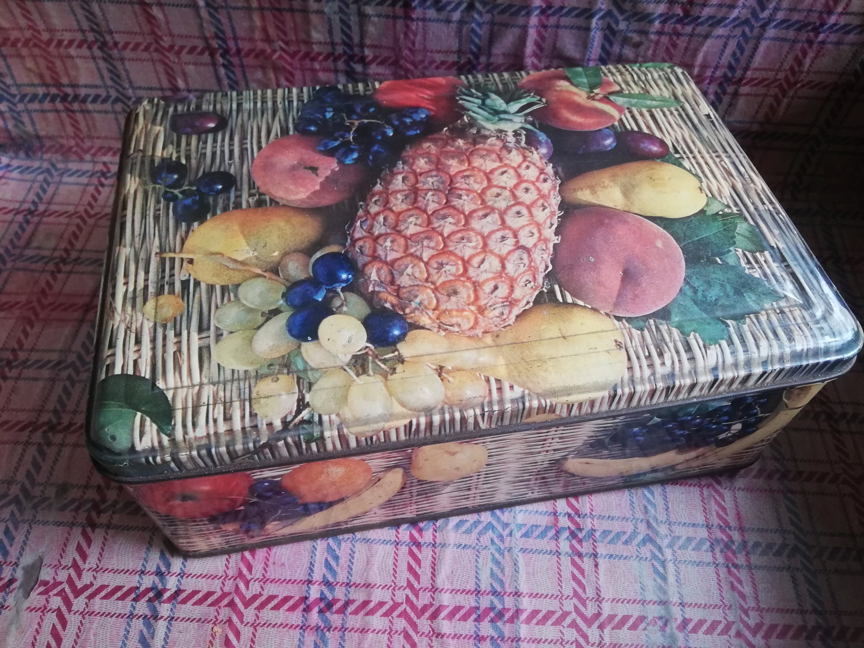 Grande Boîte à Biscuits en Métal Décor de Fruits