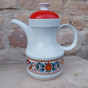 70s Bavaria coffee maker in white porcelain with colored decoration