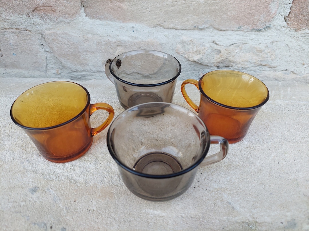 Assortment of 4 Arcoroc Coffee Cups and Durable Smoked Etsy