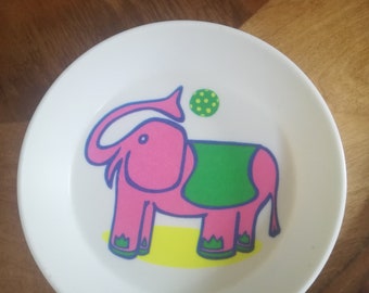 Children's plate in melamine elephant pink "Melstar"