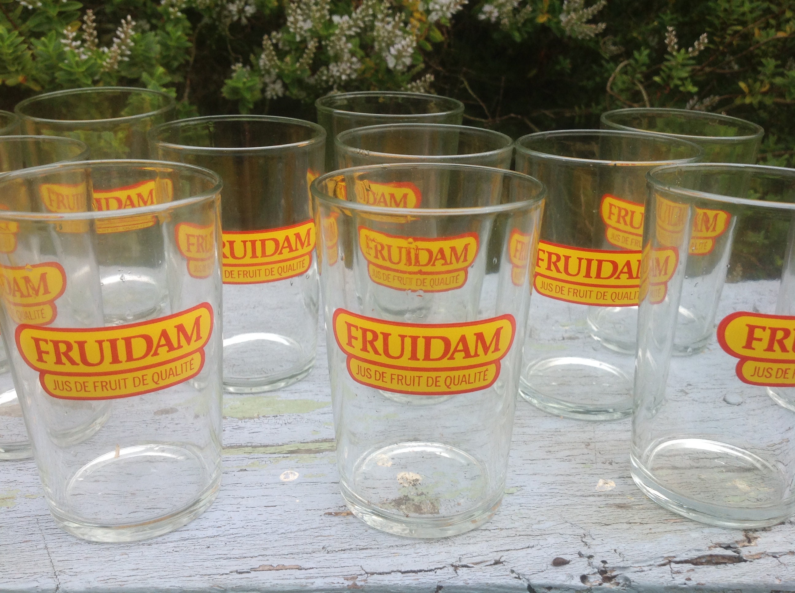 13 Verres à Orangeade Fruidam Années 70