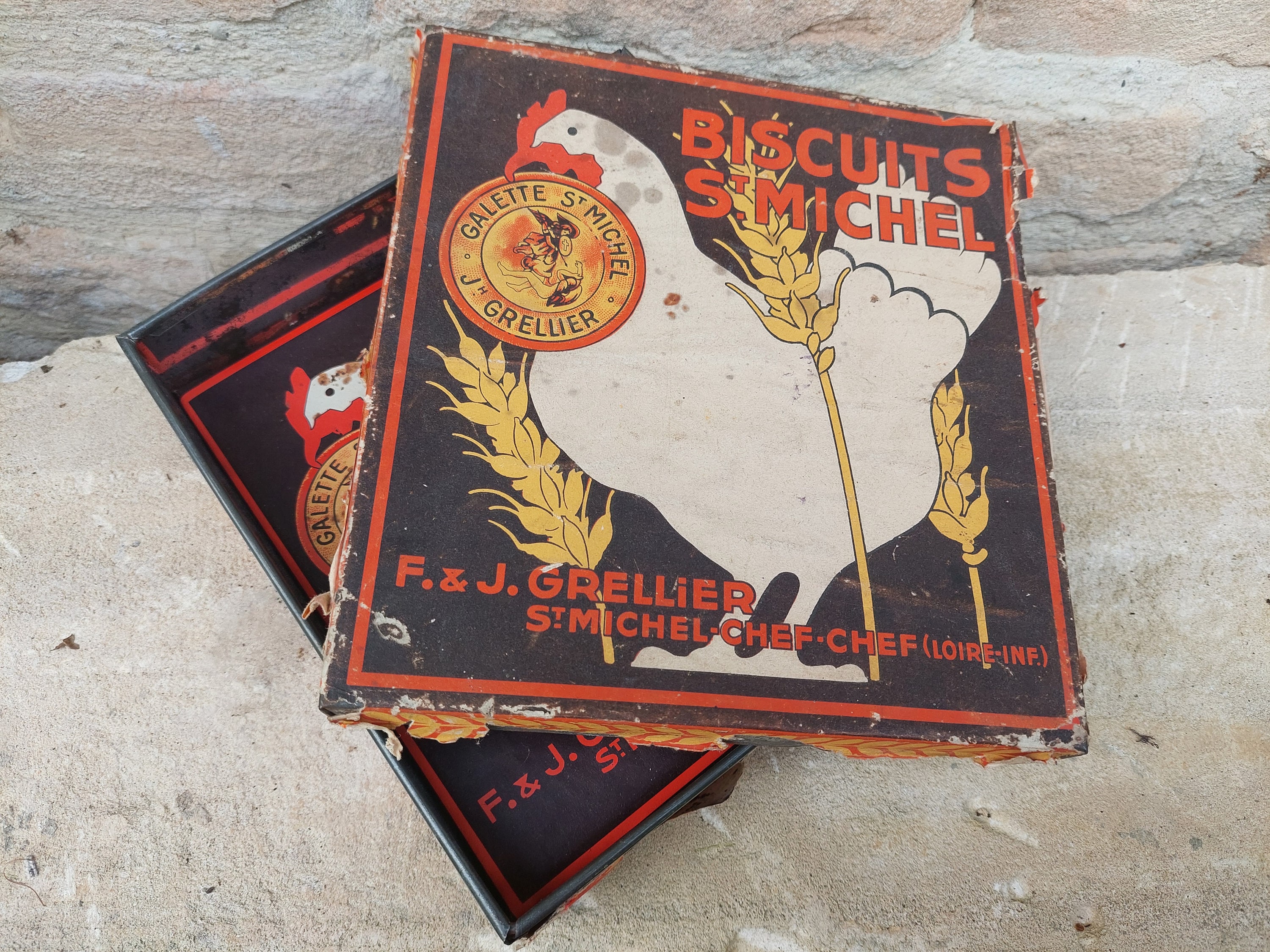 Ancienne Boîte en Tôle Publicitaire #2 - Galettes St Michel - Jour de