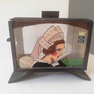 Hand-painted Breton wood and glass cookie box