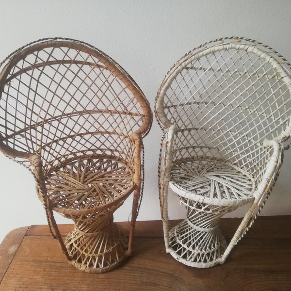 Paire de Fauteuils Emmanuelle blanc et naturel miniatures