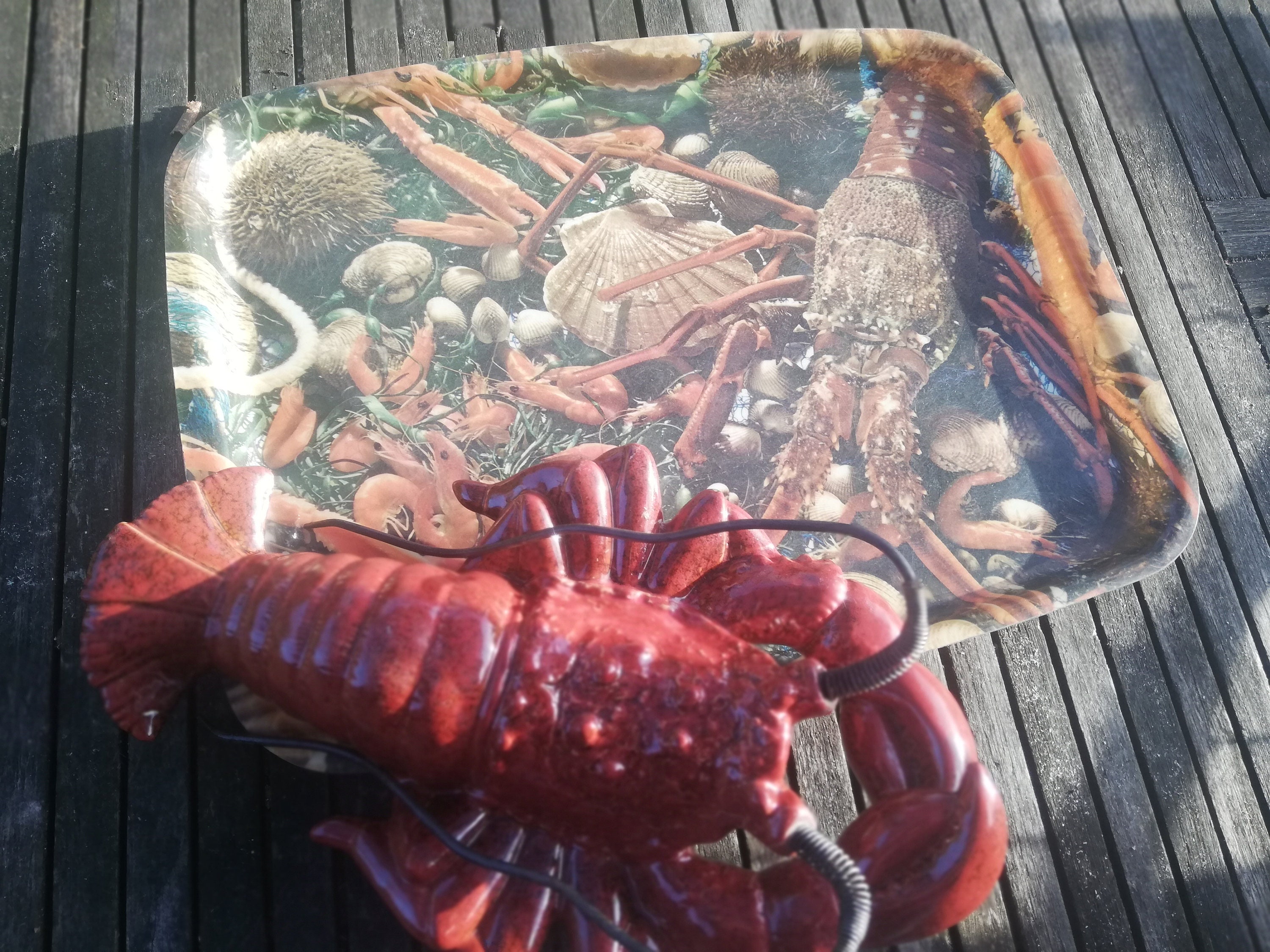 Plateau en Fibre de Verre Kitsch Années 60 Fruits Mer