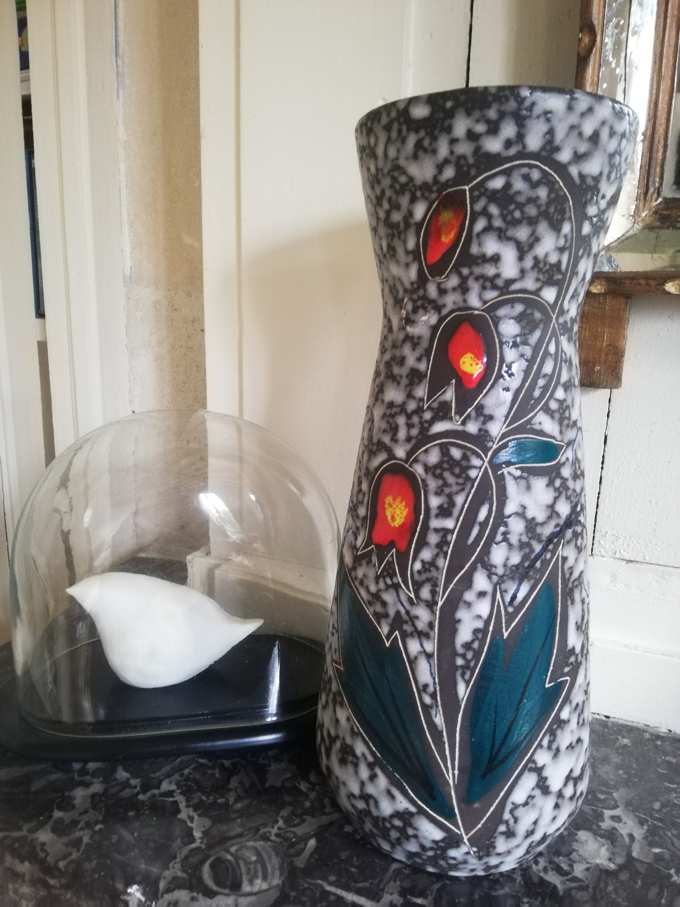 Grand Vase West Germany Fat Lava à Fleurs