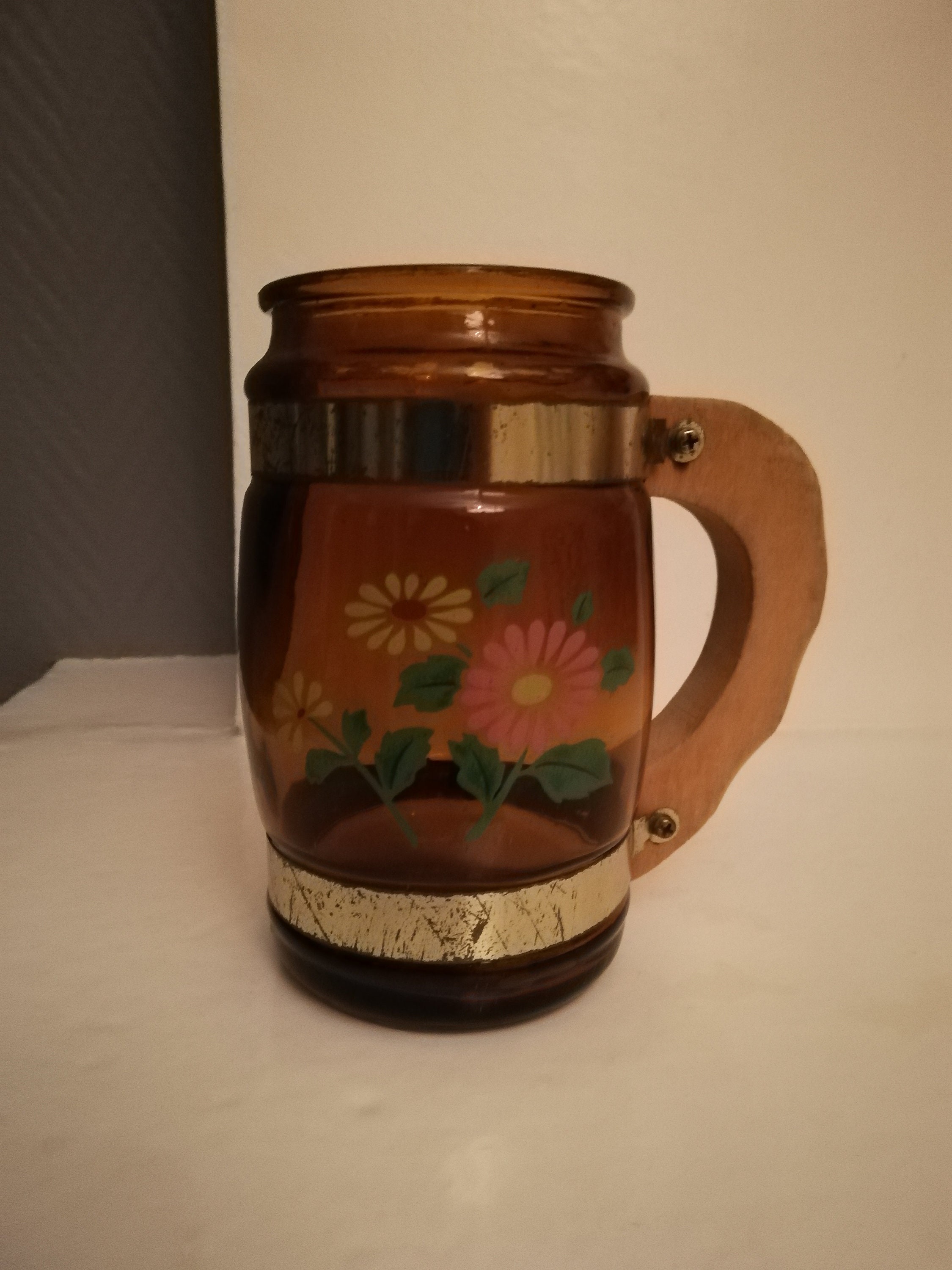 Chope à Bière Vintage avec Motif Floral