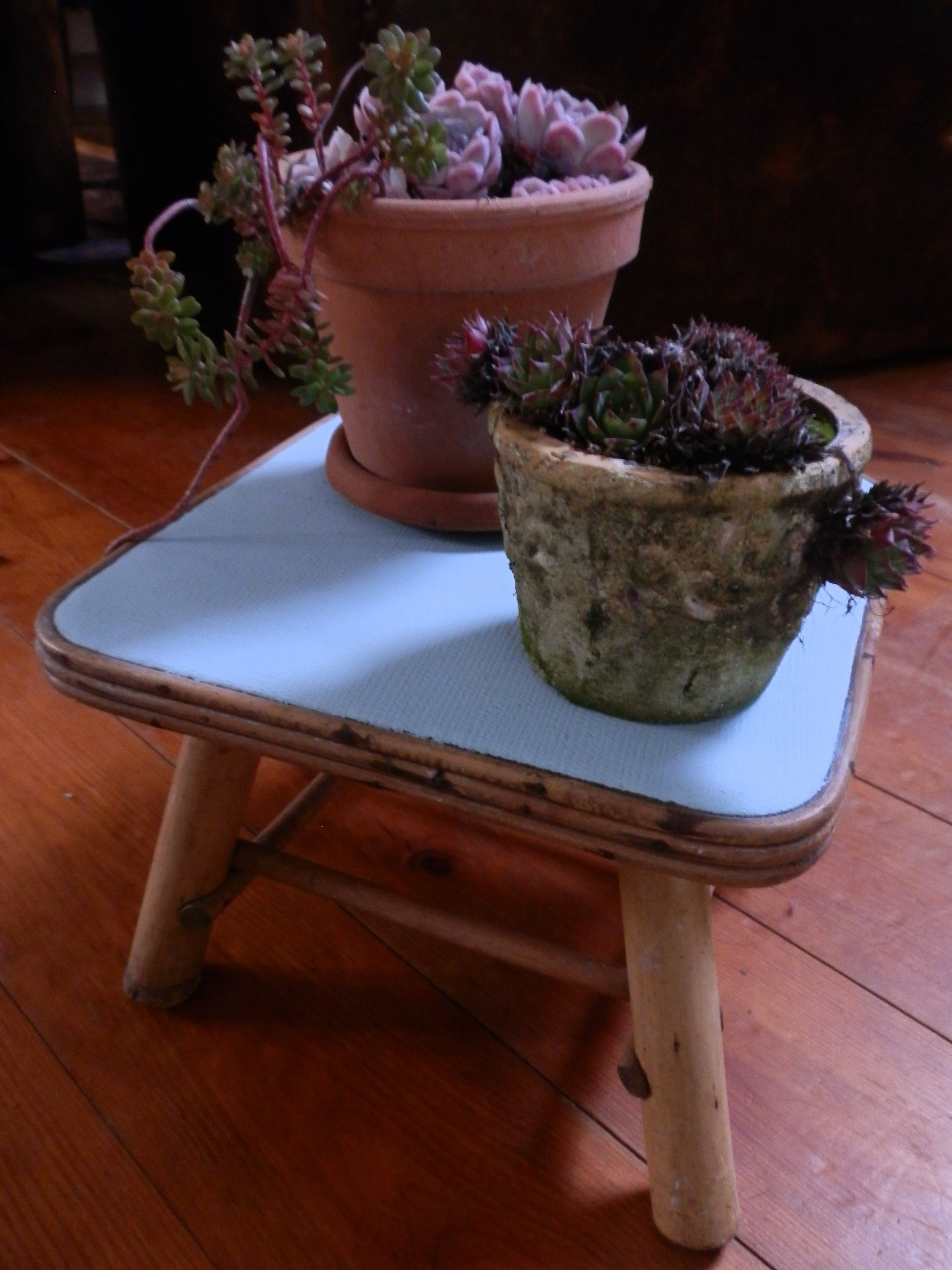 Porte Plante /Sellette Rotin Années 60