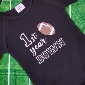 First Year Down Football First Birthday Shirt Personalized First Birthday Football 1st Birthday Bodysuit, One Year Old Boy Tshirt