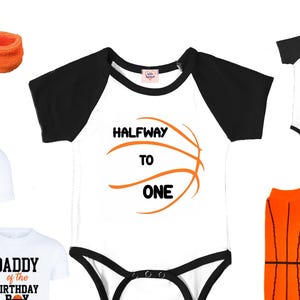 Halfway To One Personalized Basketball Birthday Uniform Jersey 1/2 Way To First