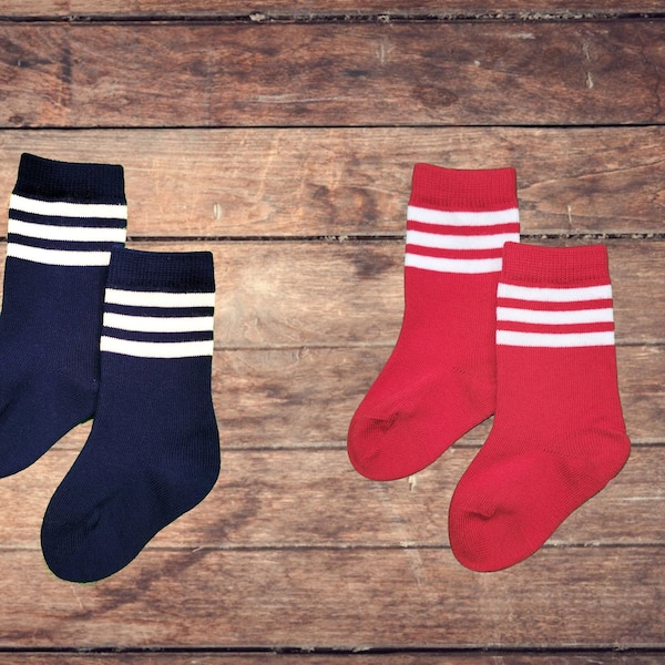 Striped Socks | Navy Blue | Red | Baseball Accessories