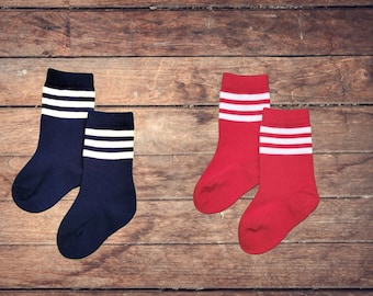 Striped Socks | Navy Blue | Red | Baseball Accessories