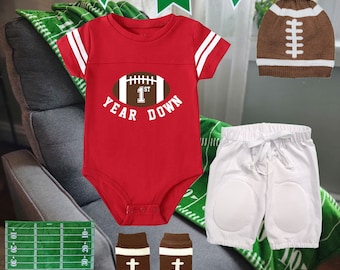 Personalized Football First Birthday Cake Smash Outfit First 1st Year Down