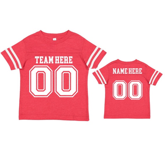 Personalized Football Jersey Red Toddler Custom Tshirt Choose Team Name  Number