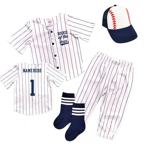 First Birthday Personalized Jersey ONE Navy Blue Pinstripe Etsy