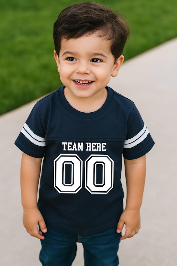 Personalized Football Jersey Navy Blue Toddler Custom Tshirt