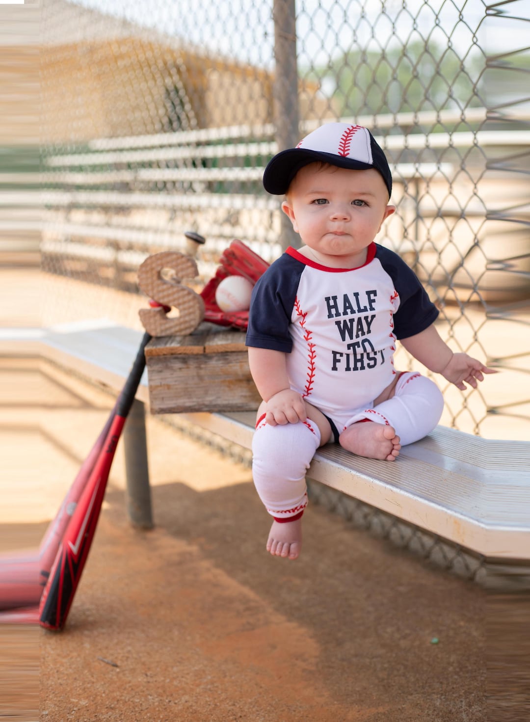 Personalized Half Birthday Baseball Outfit: 6-month Milestone