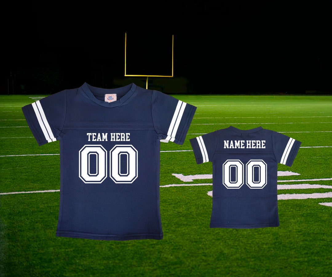 Personalized Football Jersey Navy Blue Toddler Custom Tshirt Choose Team Name Number Etsy