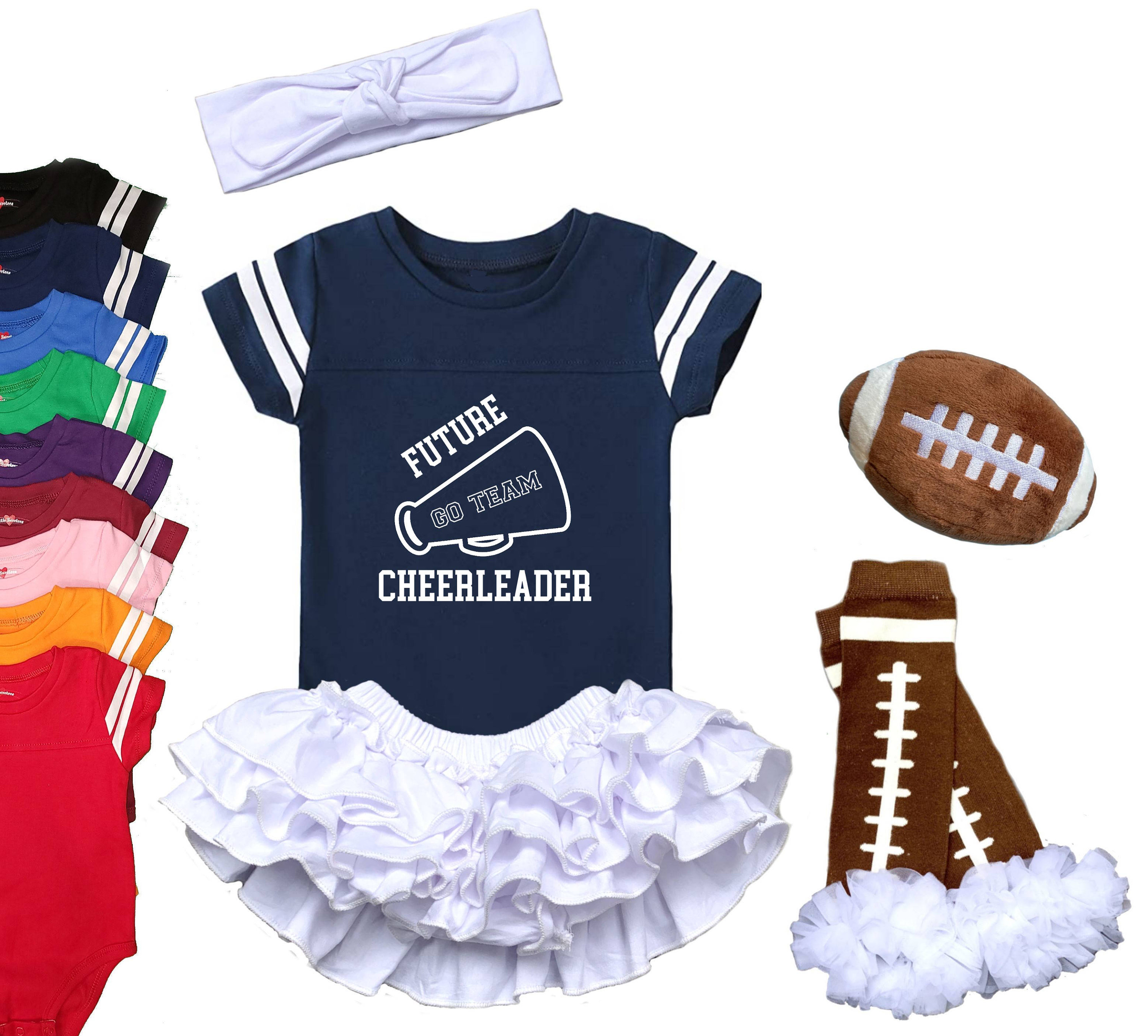 Future Cheerleader voetbalshirt outfit babymeisjes bodysuit | 9 kleuren