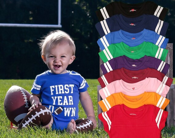 First Birthday Football Uniform Jersey Outfit Banner Leg Etsy