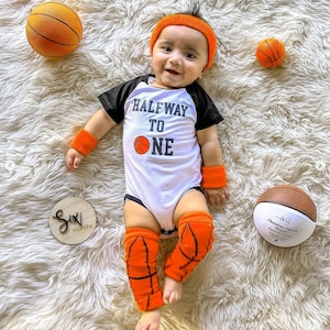 Personalized Basketball Half Birthday Uniform Jersey | Headband | Wristbands | Leg Warmers | Halfway To One
