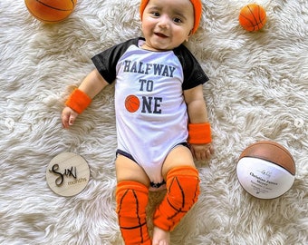 Personalized Basketball Half Birthday Uniform Jersey | Headband | Wristbands | Leg Warmers | Halfway To One