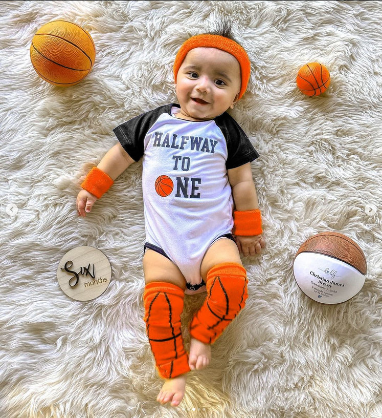 Personalized Basketball Half Birthday Uniform Jersey Headband Wristbands Leg Warmers Halfway To One