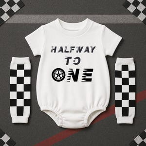 Halfway To One Birthday Bubble Romper Race Car Birthday Shirt Kids Birthday Racing Outfit Birthday Gift