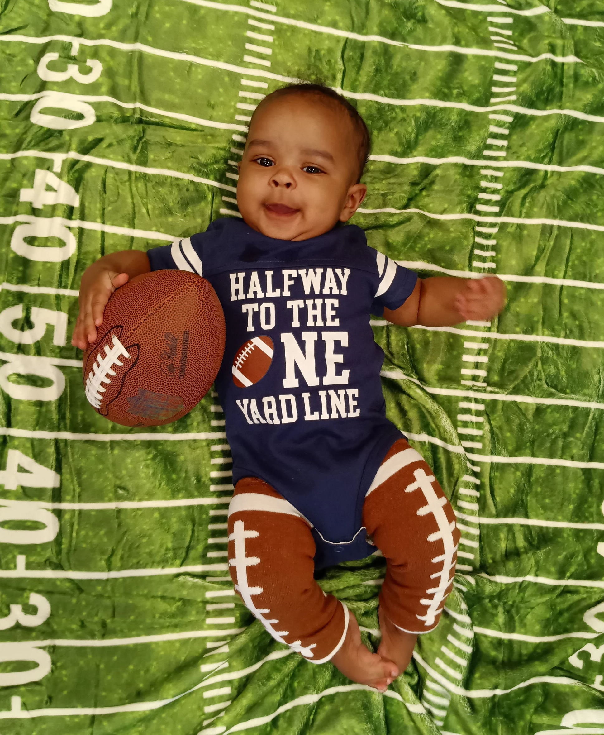 Boys Half Birthday 6 Month Halfway to the One Yard Line - Etsy