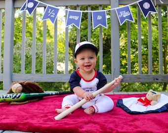 Half Birthday Banner 6 Months Baseball 1/2 Way To First®