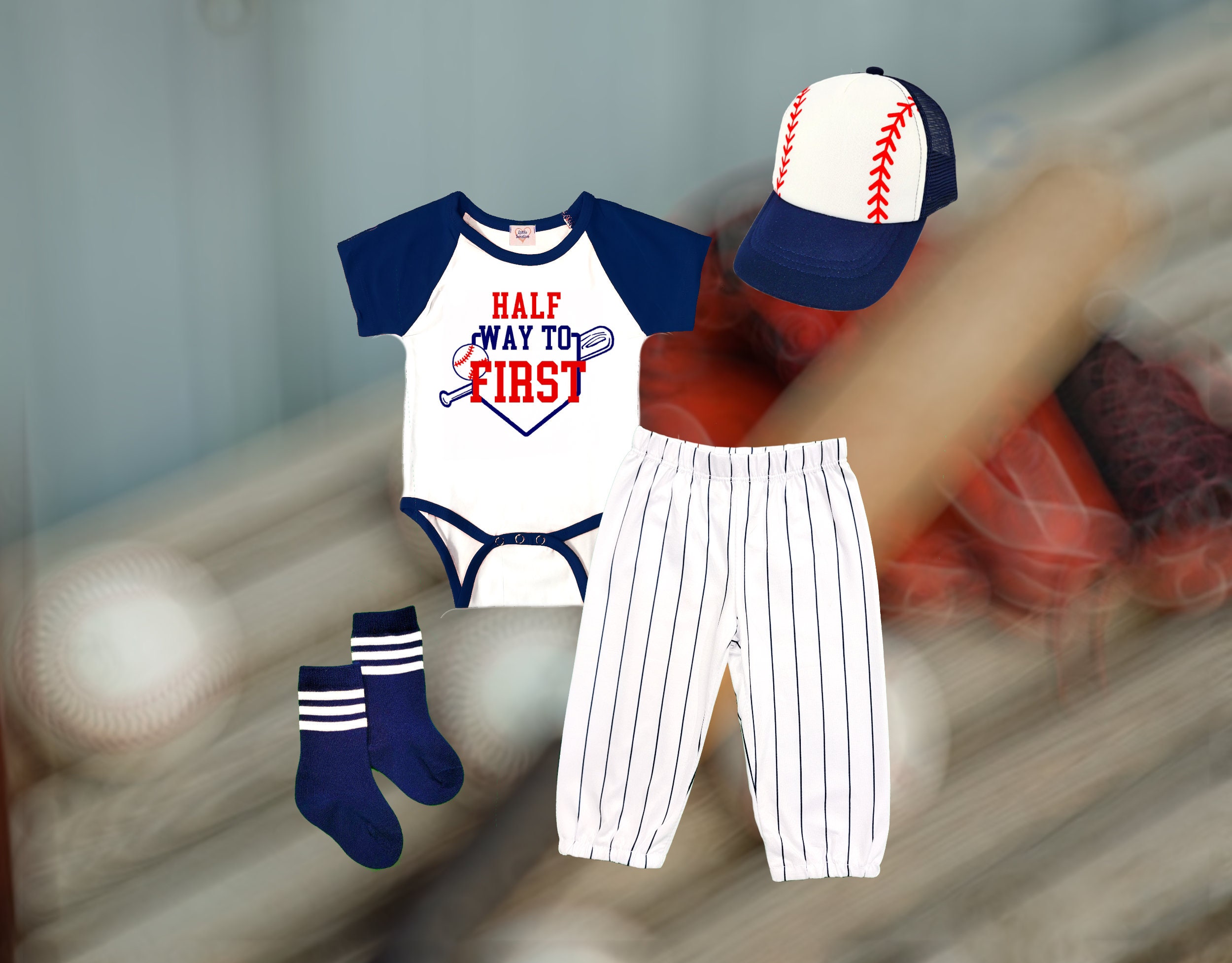 Grand Slam First Birthday Baseball Outfit Boy Bodysuit Only 
